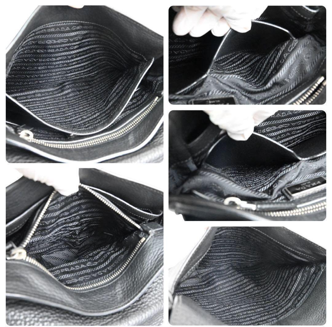 【美品】プラダ 本革 ショルダーバッグ サコッシュ 黒 三角 斜め掛け