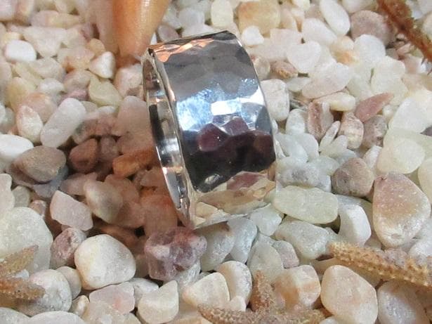 ★手作り★シルバー９５０槌目柄特太リング２６.５号