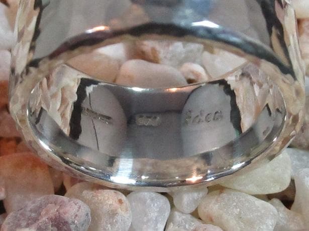 ★手作り★シルバー９５０槌目柄特太リング２６.５号