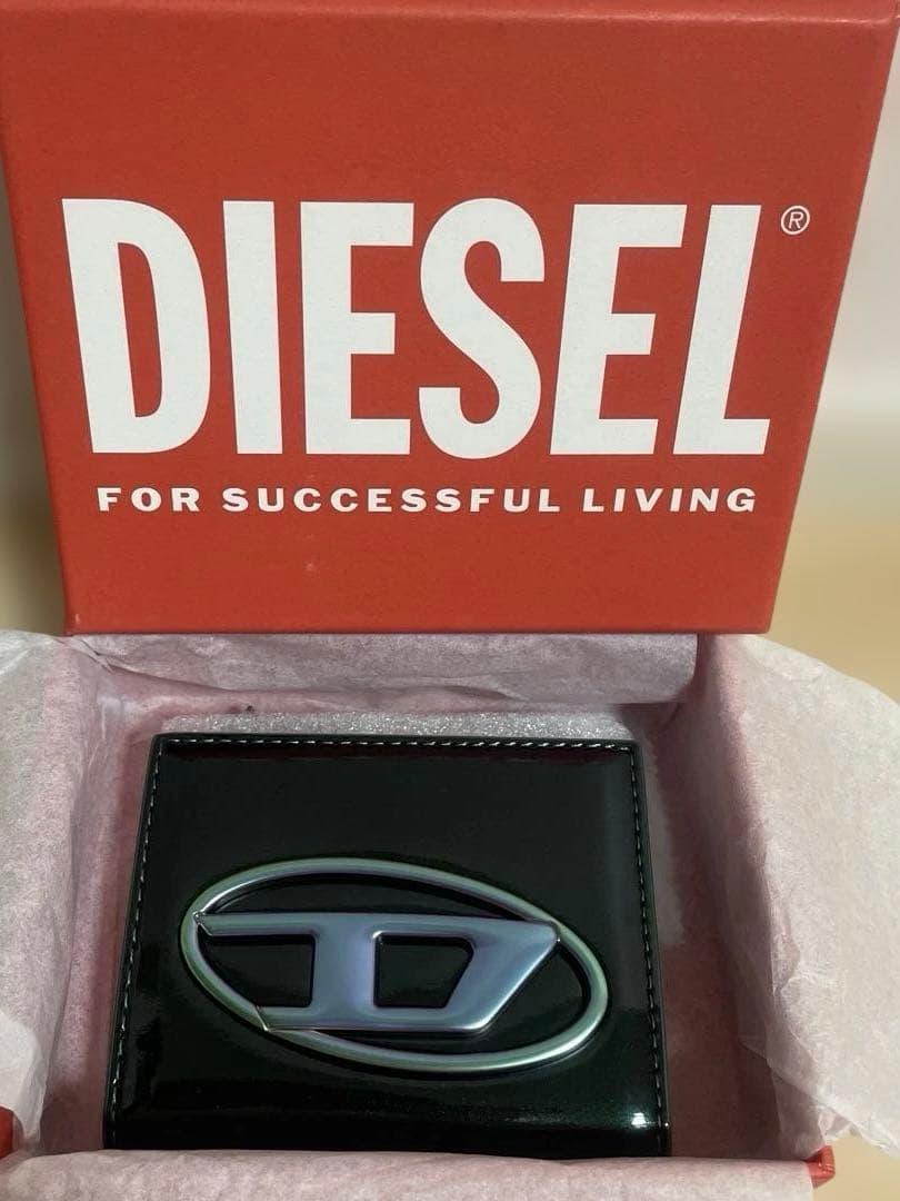 DIESEL グリーン 二つ折り ケース カードケース 財布