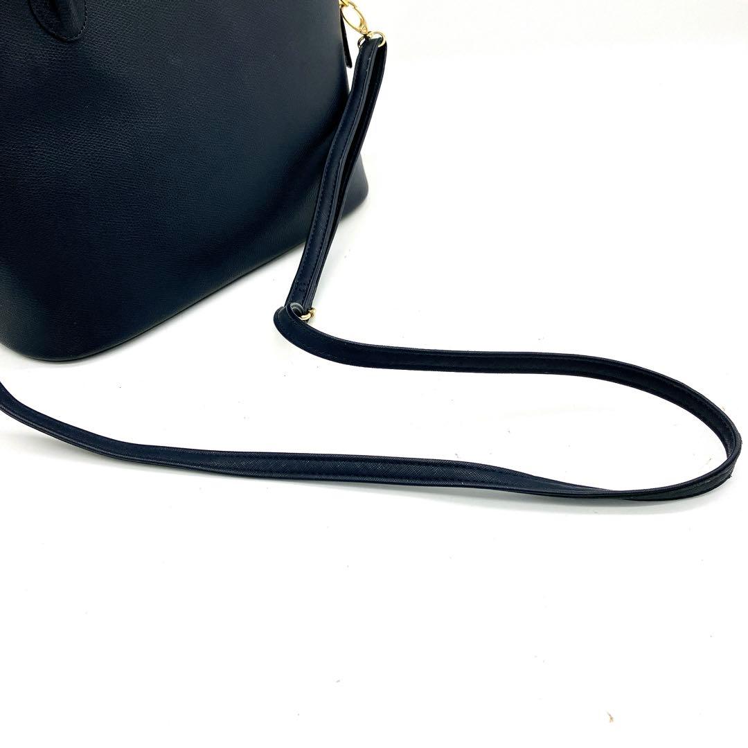 【CELINE】2wayバッグ　レザー　ネイビー　ゴールド金具　自立.