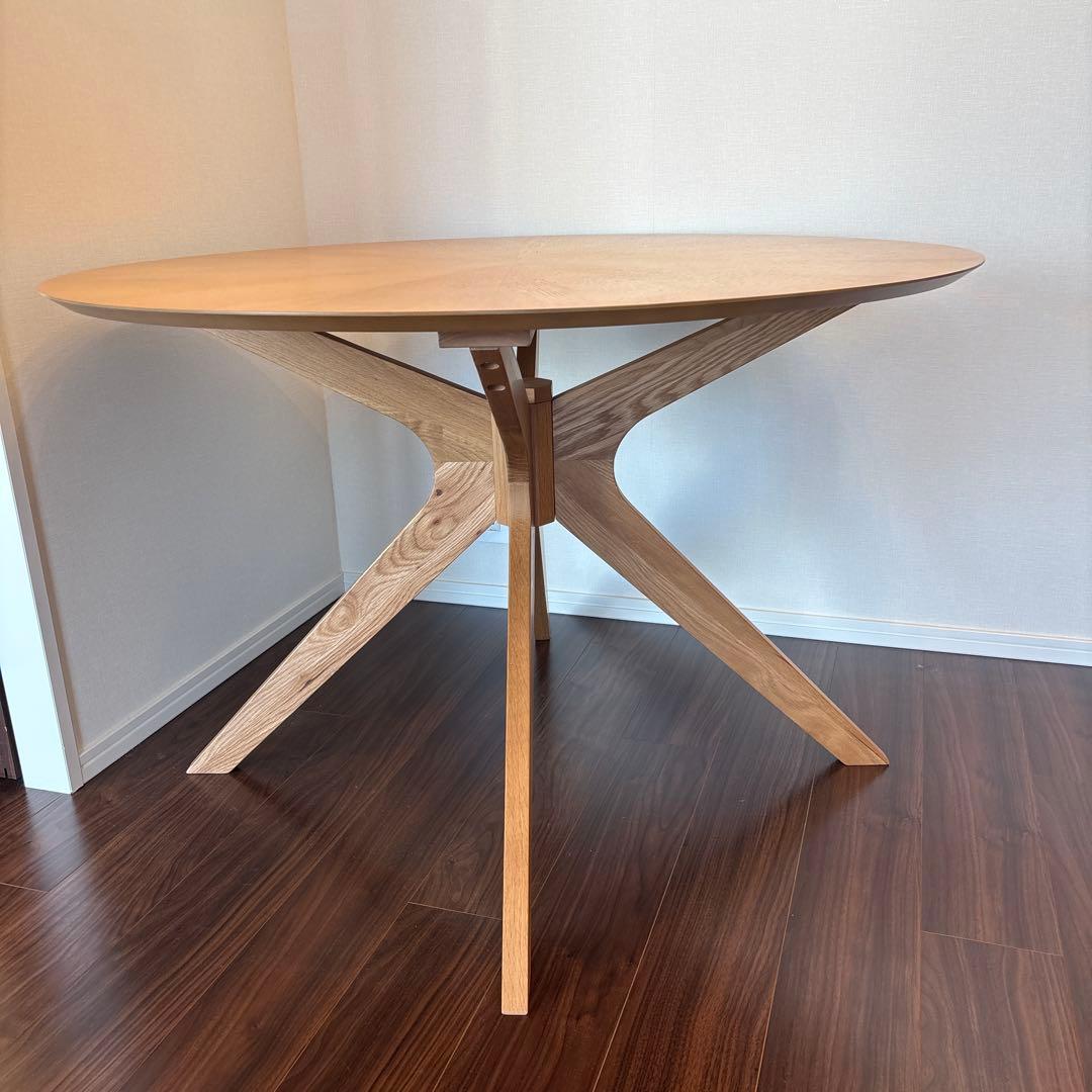 木製円形ダイニングテーブル 110cm