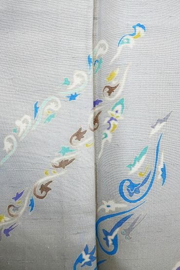 ★専用★ 未使用品 付け下げ 紬 ライトグレー 唐草花 袷 身丈159cm