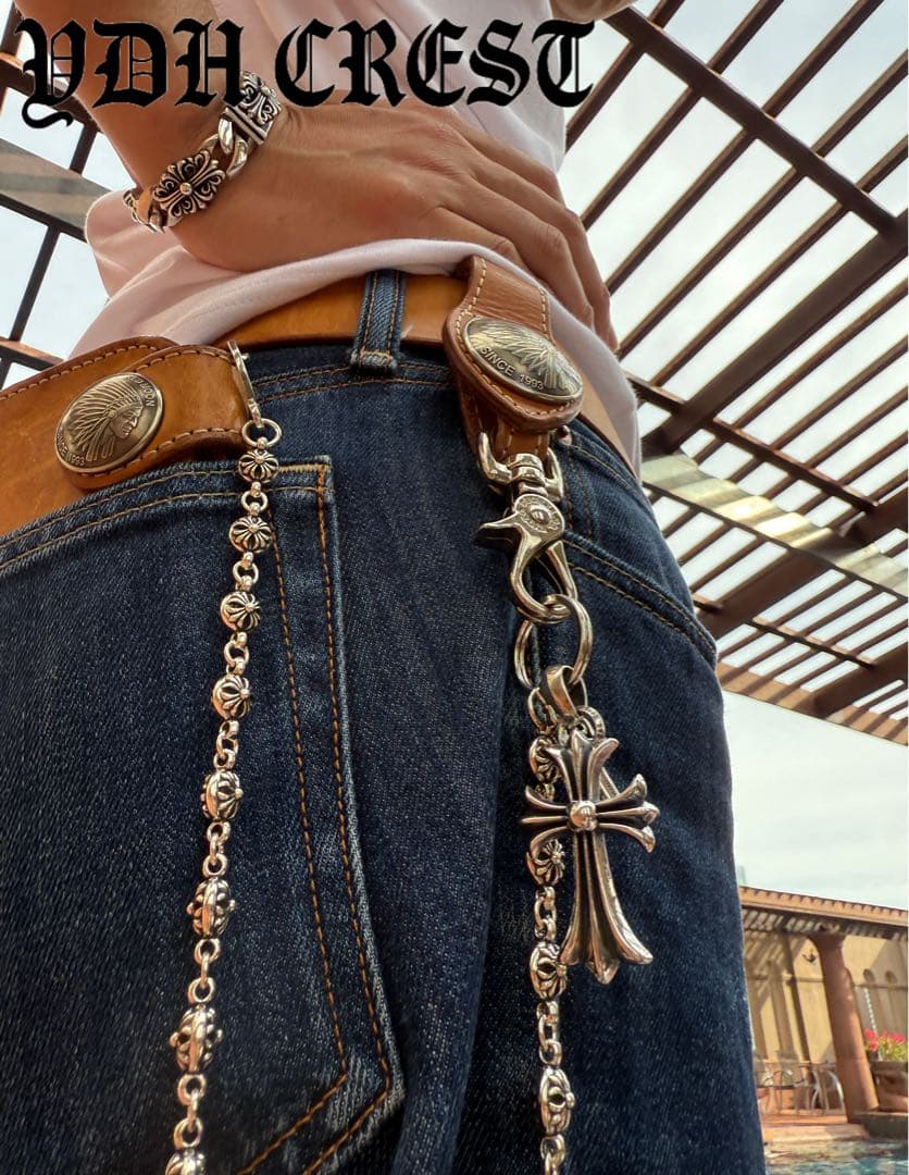 新入荷　バイカー必須　フラワークロスウォレットチェーン　刻印有り　MLCN01