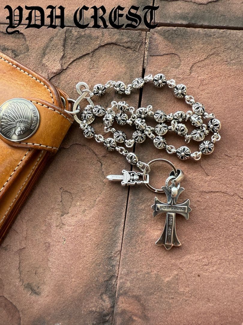 新入荷　バイカー必須　フラワークロスウォレットチェーン　刻印有り　MLCN01