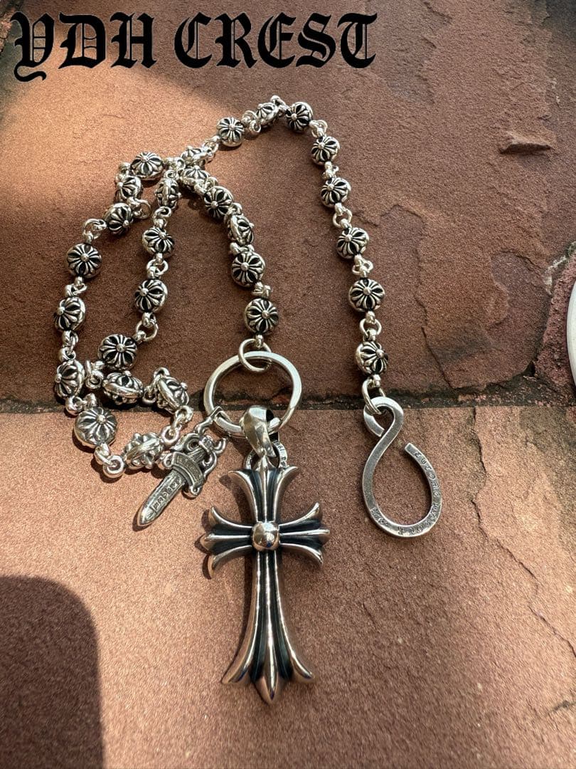 新入荷　バイカー必須　フラワークロスウォレットチェーン　刻印有り　MLCN01