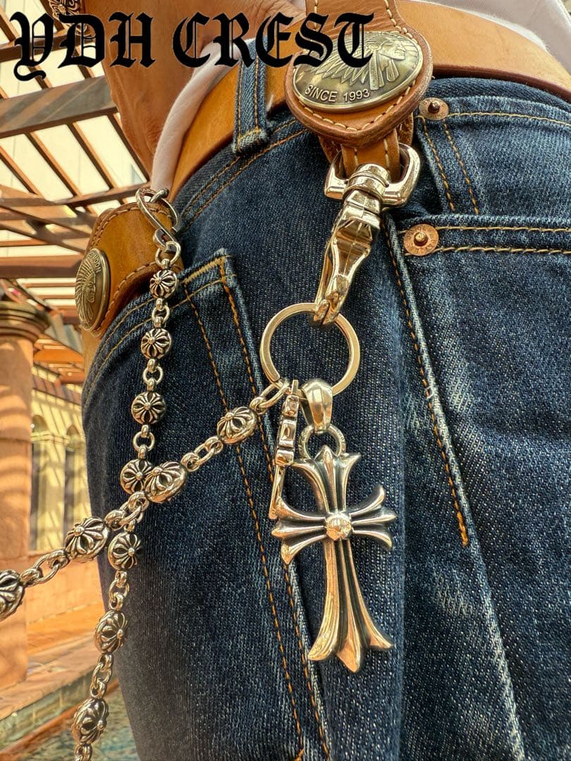 新入荷　バイカー必須　フラワークロスウォレットチェーン　刻印有り　MLCN01