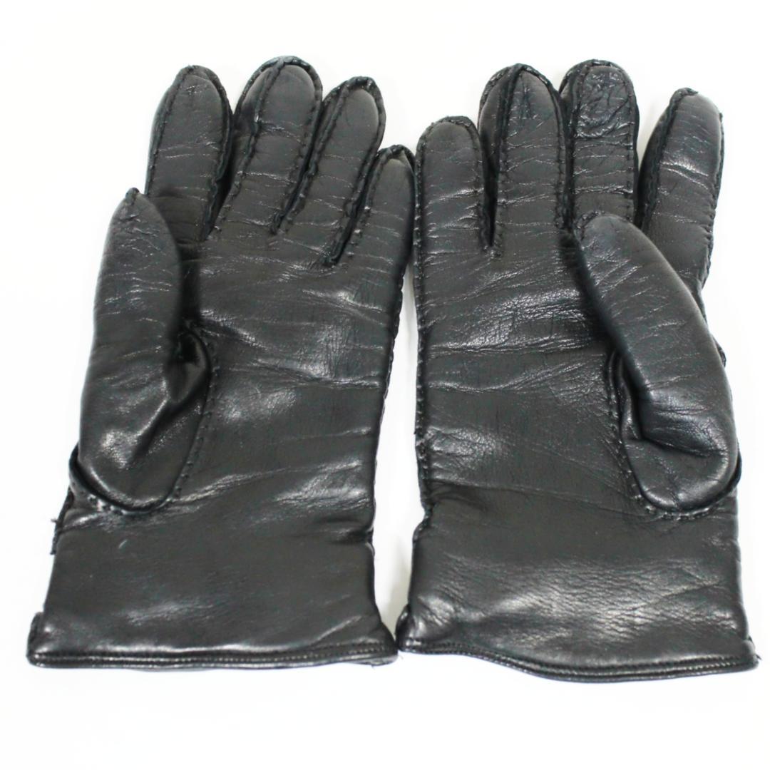 美品 プラダ 手袋 グローブ ラムレザー カシミヤ 7 ブラック PRADA
