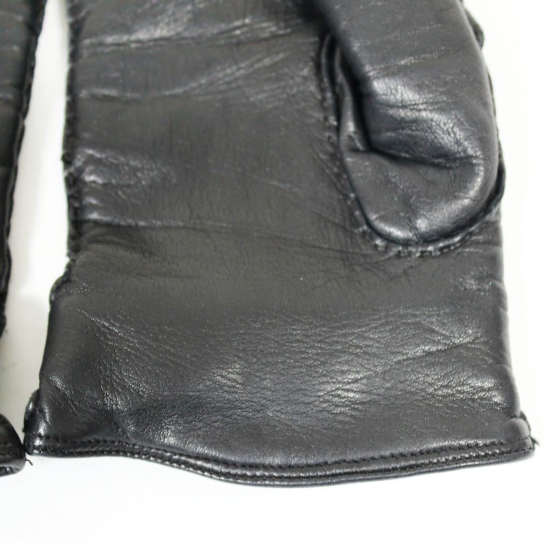 美品 プラダ 手袋 グローブ ラムレザー カシミヤ 7 ブラック PRADA