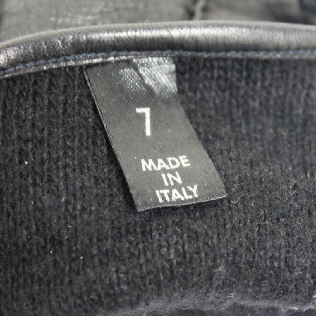 美品 プラダ 手袋 グローブ ラムレザー カシミヤ 7 ブラック PRADA