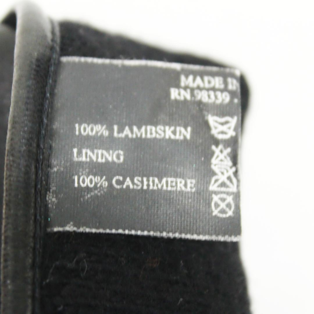美品 プラダ 手袋 グローブ ラムレザー カシミヤ 7 ブラック PRADA