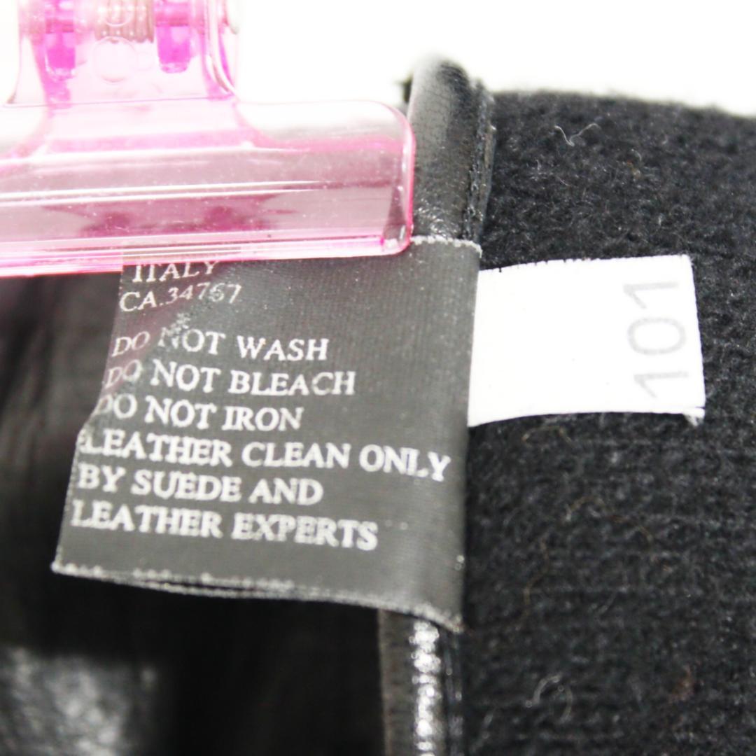 美品 プラダ 手袋 グローブ ラムレザー カシミヤ 7 ブラック PRADA