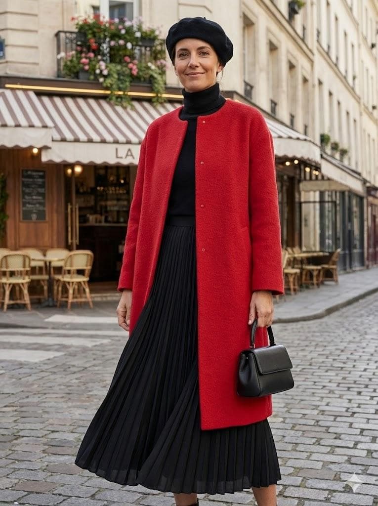 【美品】LOULOU WILLOUGHBY モヘヤ混ノーカラーコート 赤 1