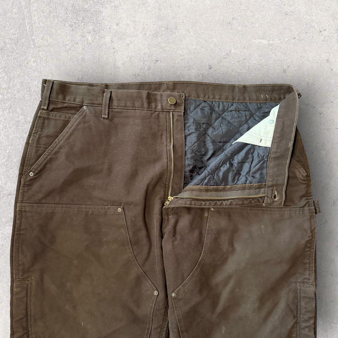 【カーハート】ダブルニー　ワークパンツ　42×32 極太　裏地キルティング j