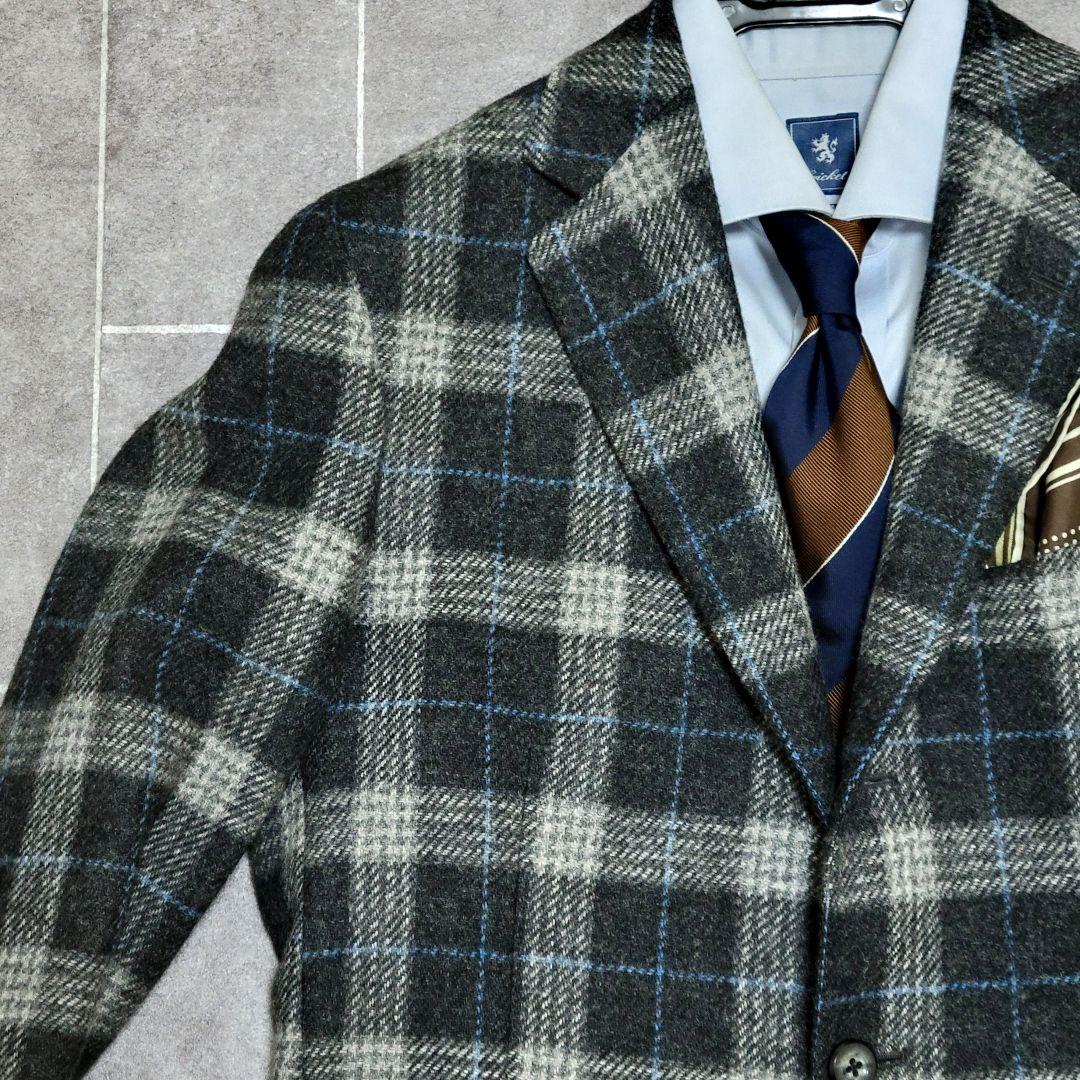 ★極美品 ボリオリ 秋冬極厚起毛ツイード ダークグレー テーラードジャケット