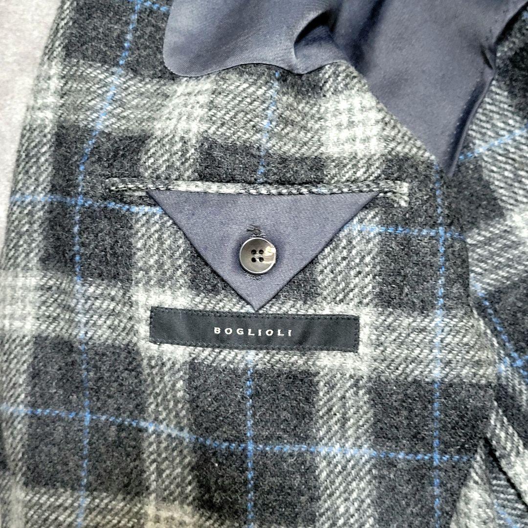 ★極美品 ボリオリ 秋冬極厚起毛ツイード ダークグレー テーラードジャケット