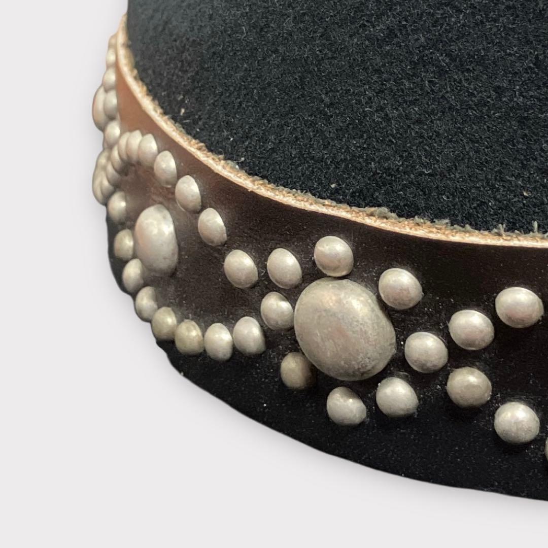 ニューヨークハット × HTC ウールハット レザー スタッズ 美品 アメリカ製