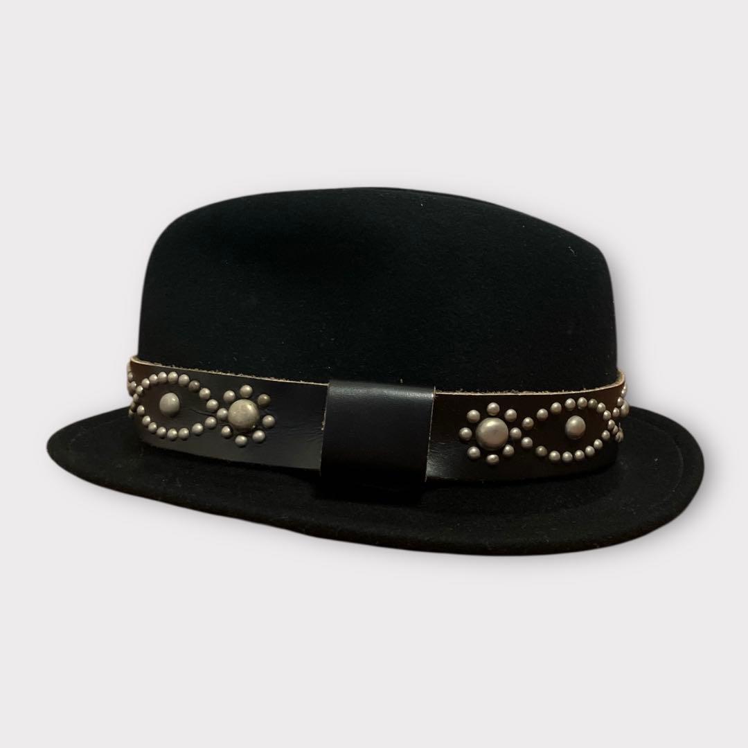 ニューヨークハット × HTC ウールハット レザー スタッズ 美品 アメリカ製