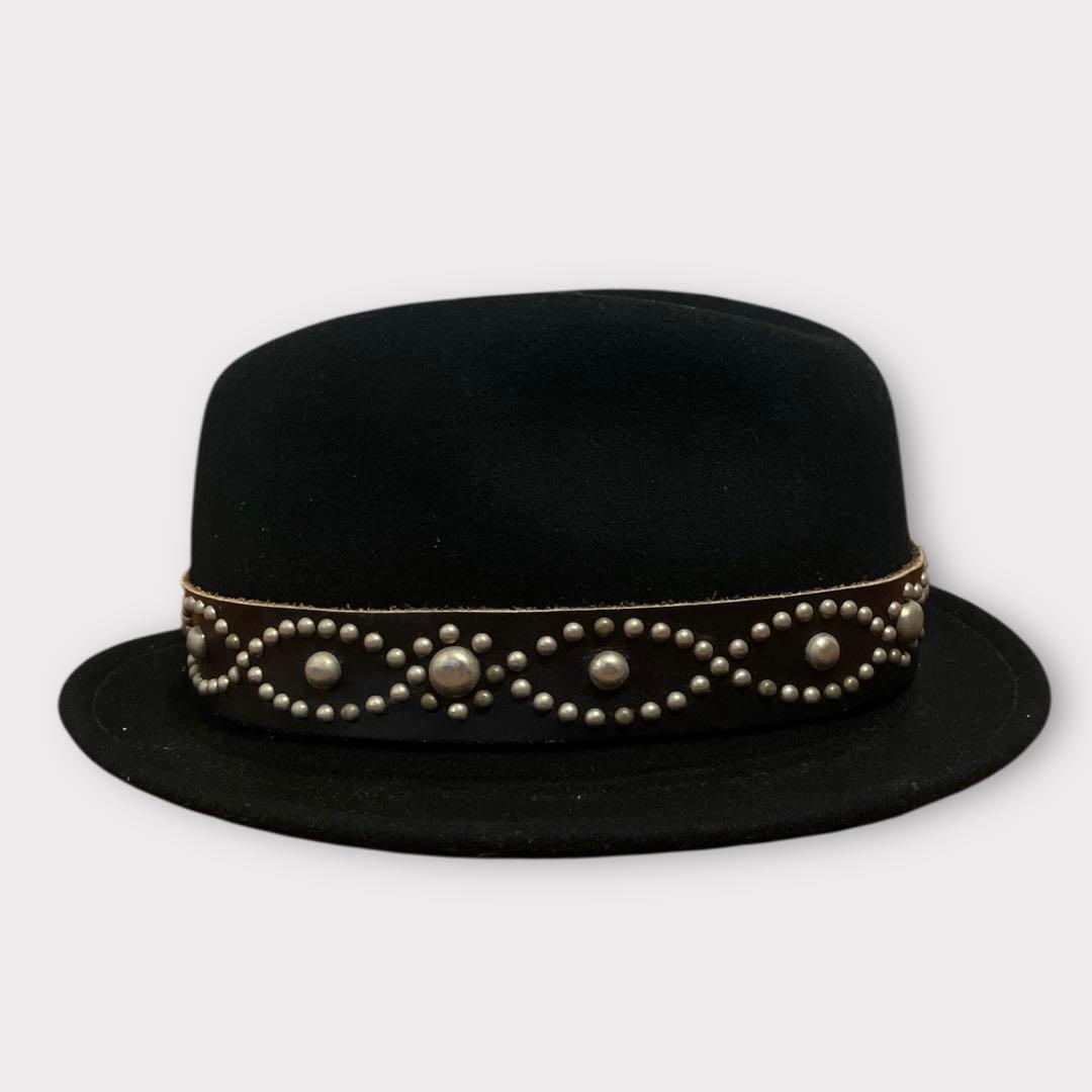 ニューヨークハット × HTC ウールハット レザー スタッズ 美品 アメリカ製