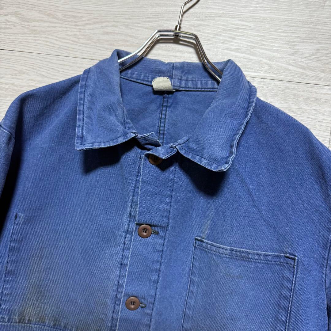 40s〜50s フレンチワークジャケット 良フェード モールスキン 木ボタン