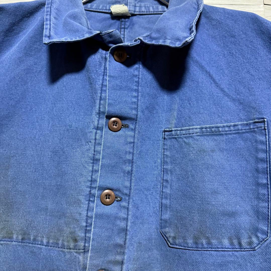 40s〜50s フレンチワークジャケット 良フェード モールスキン 木ボタン