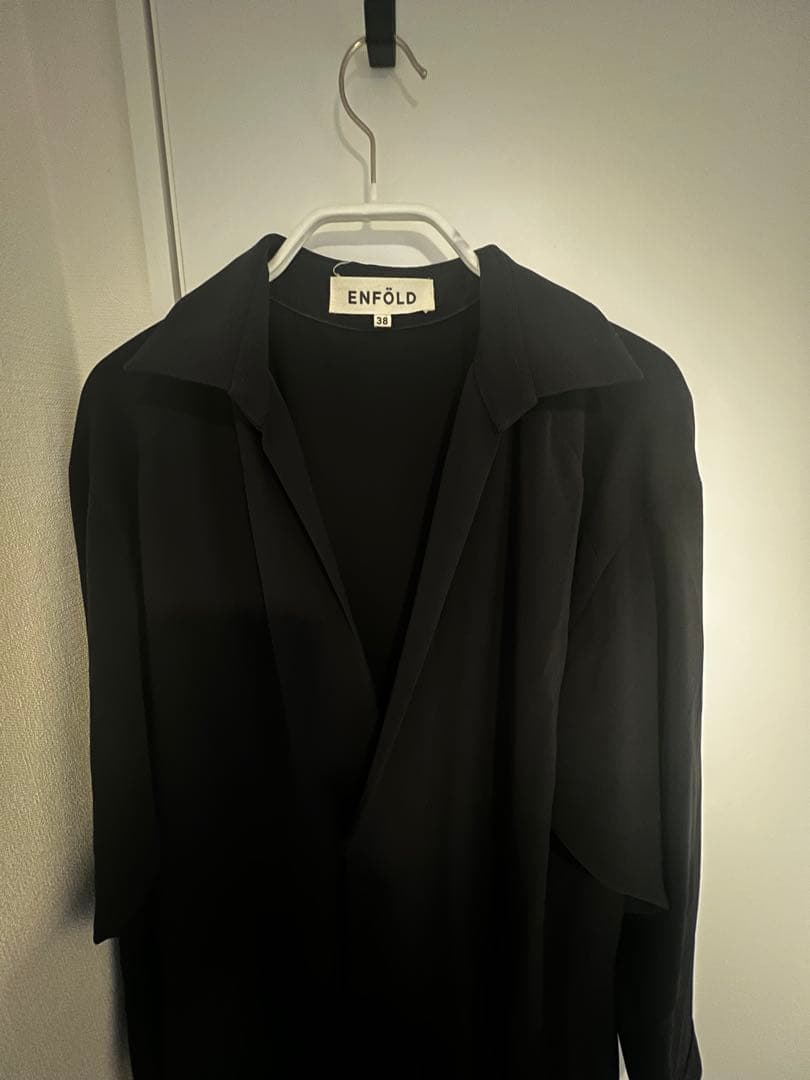 値下げ！エンフォルド⭐︎ウエストリボン付きオールインワン38ネイビー