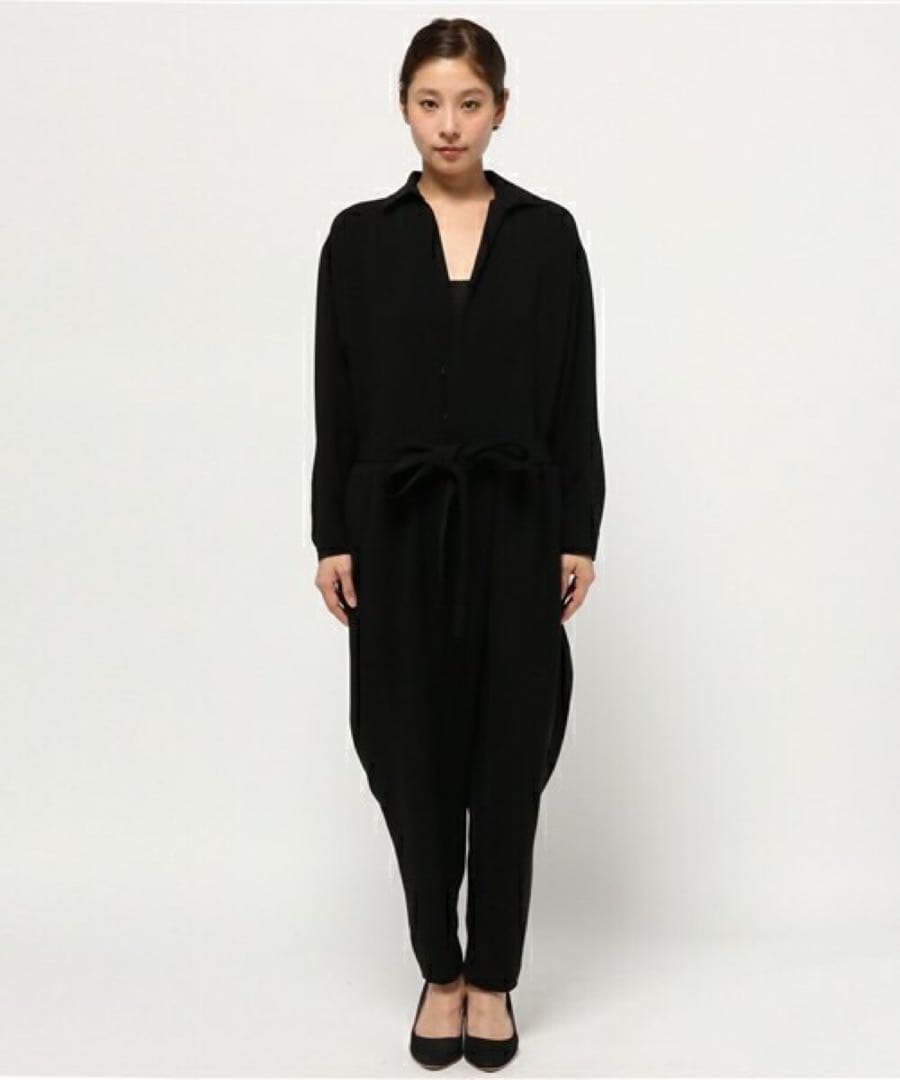 値下げ！エンフォルド⭐︎ウエストリボン付きオールインワン38ネイビー