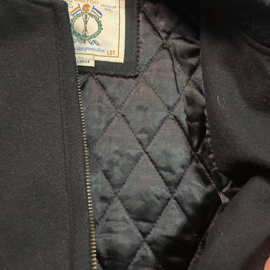 スタジャン 本革 ウール unknown L ブラック 90s