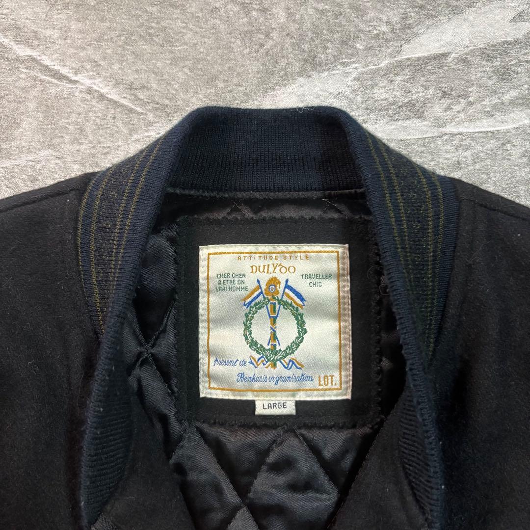 スタジャン 本革 ウール unknown L ブラック 90s