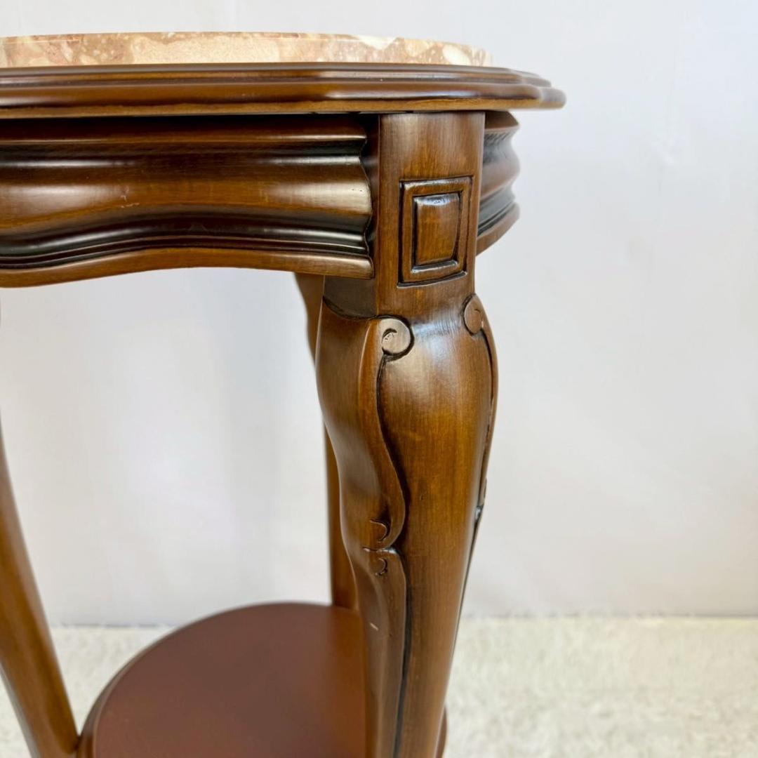 【美品】大理石調　サイドテーブル コンソールテーブル 猫足花台　イタリア製