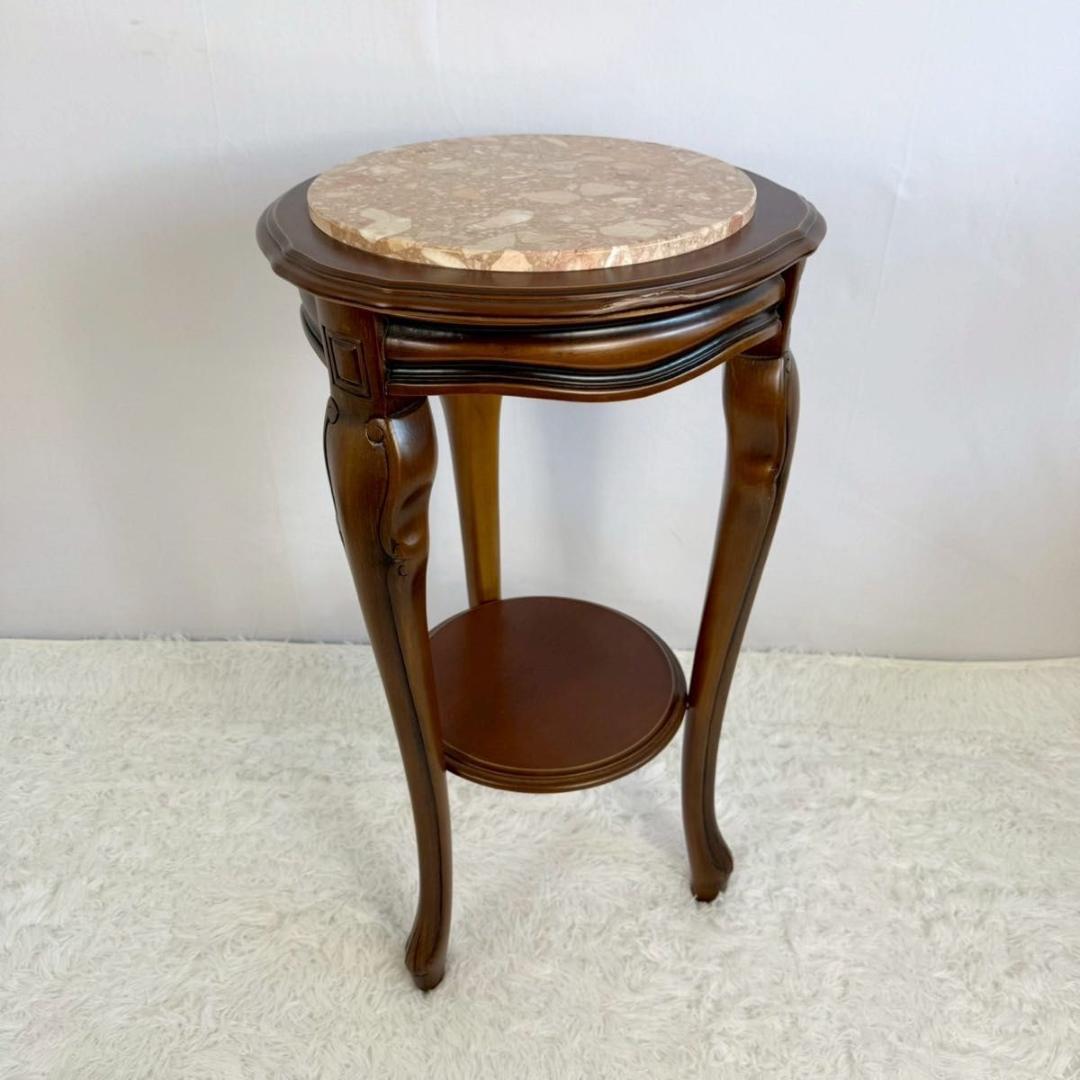 【美品】大理石調　サイドテーブル コンソールテーブル 猫足花台　イタリア製