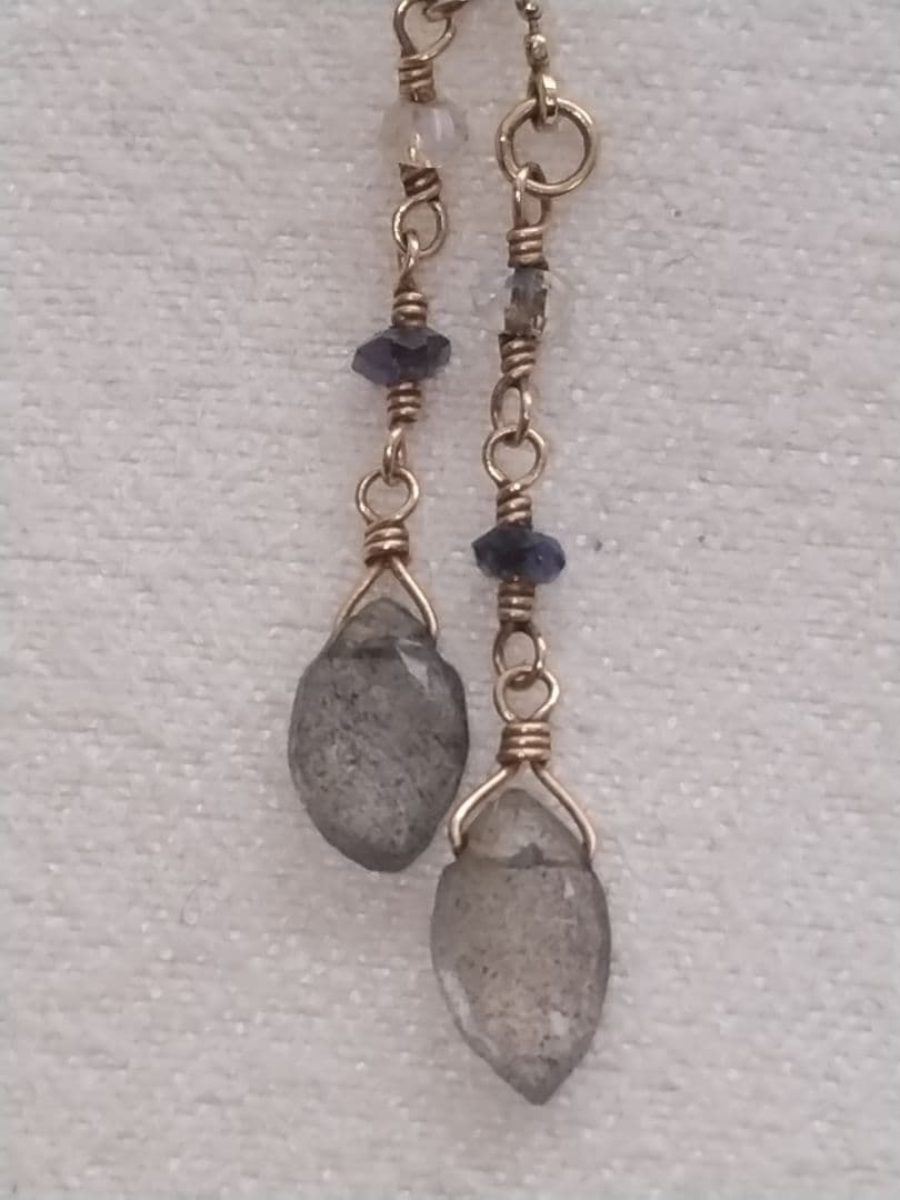 agete アガット ラブラドライト チェーンピアス アメリカンピアス