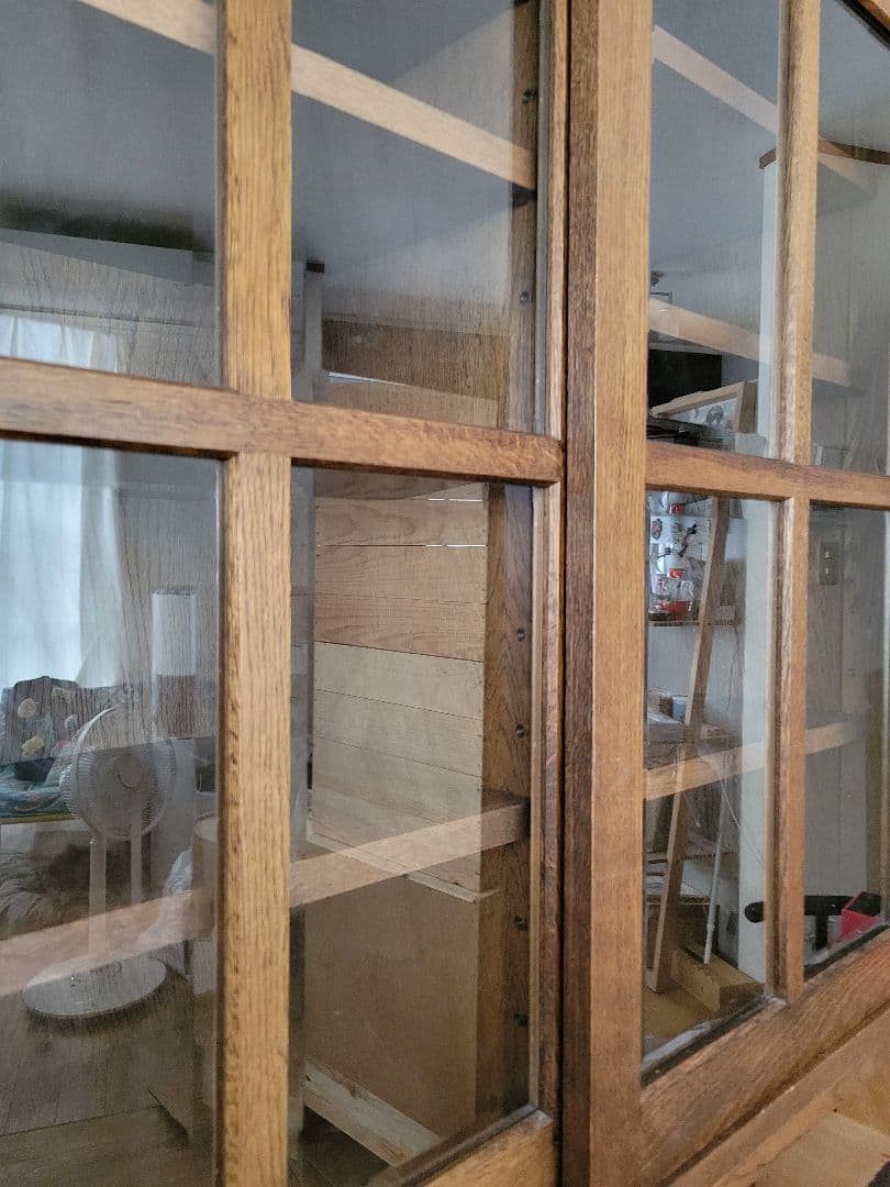 最終お値下げ★北海道EZO社製★最大幅100cmガラス引戸★食器棚