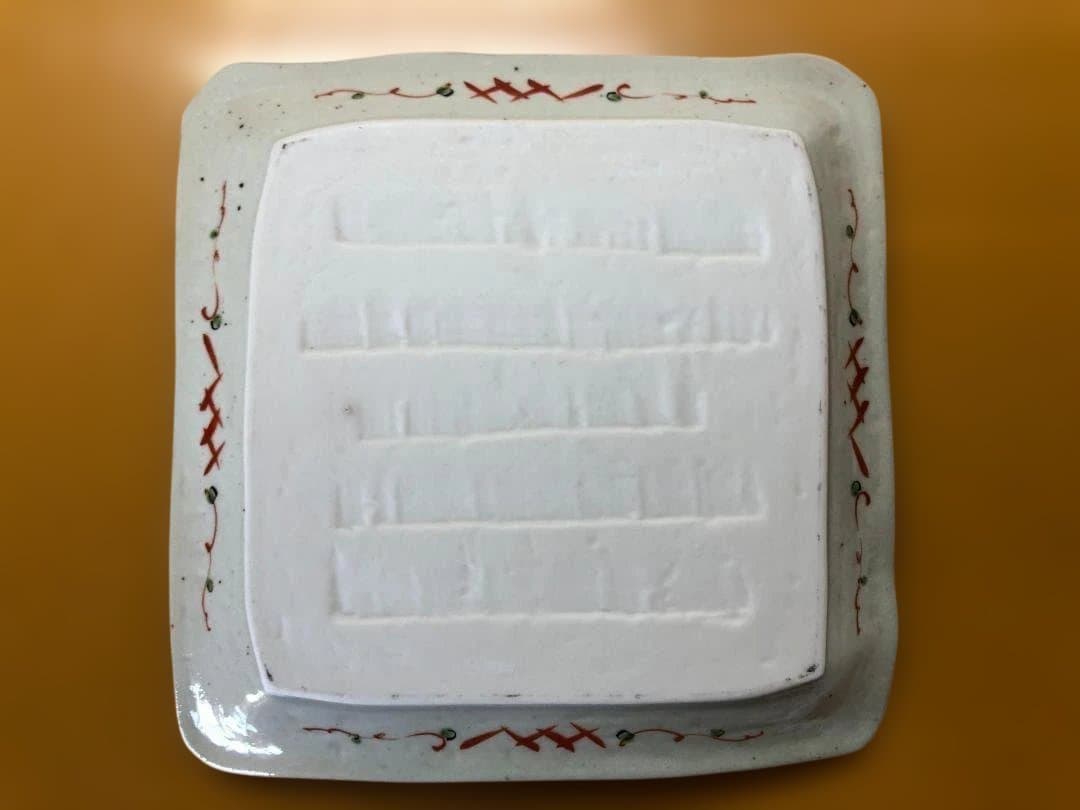 九谷焼 手描赤絵兎四角”中皿” 10客 ※バラ売り・アソート売り可