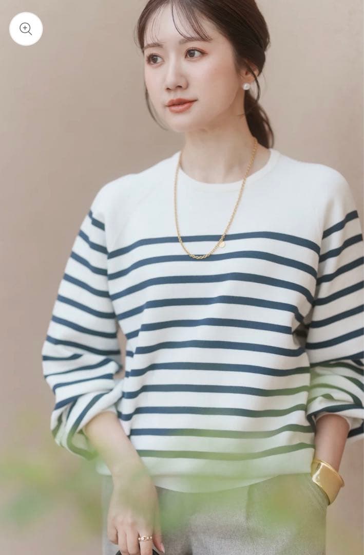 メゾンエシェル　MEエンブロイダリーニットプルオーバー　ボーダー