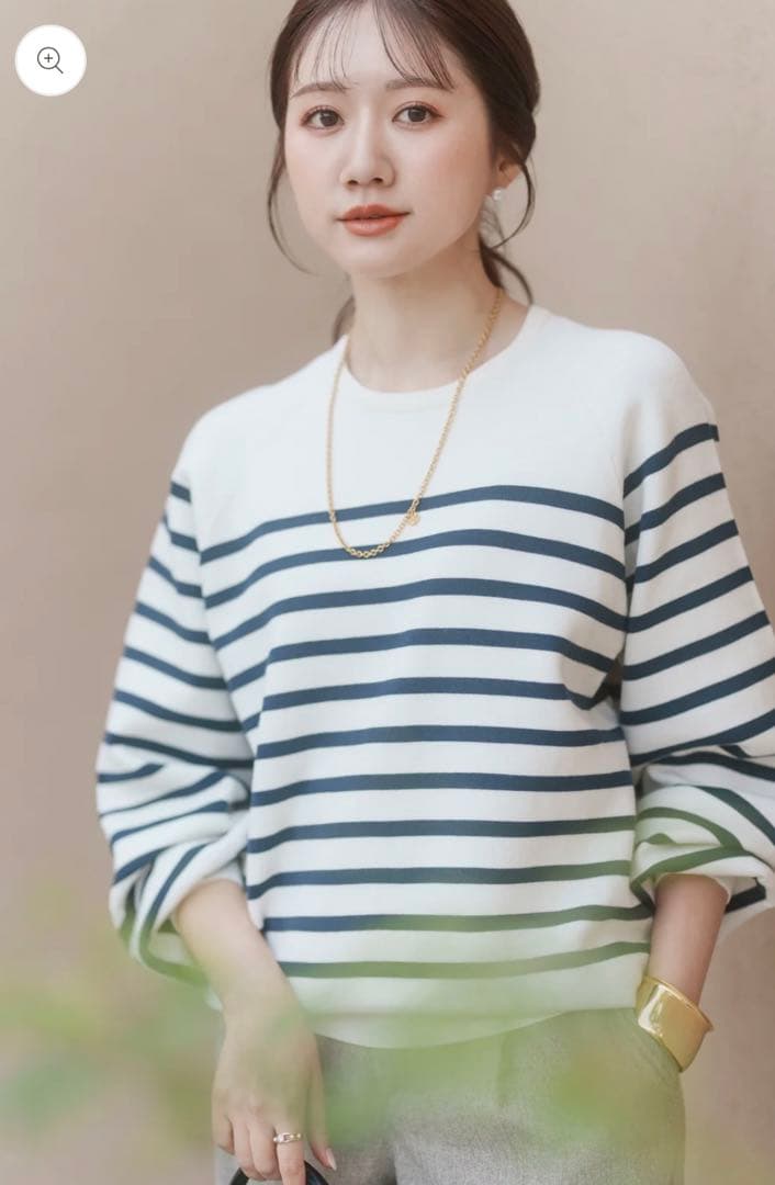 メゾンエシェル　MEエンブロイダリーニットプルオーバー　ボーダー