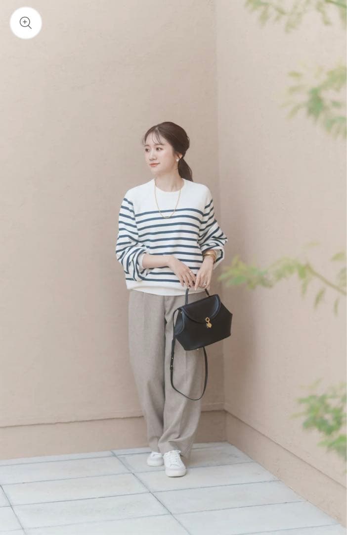 メゾンエシェル　MEエンブロイダリーニットプルオーバー　ボーダー