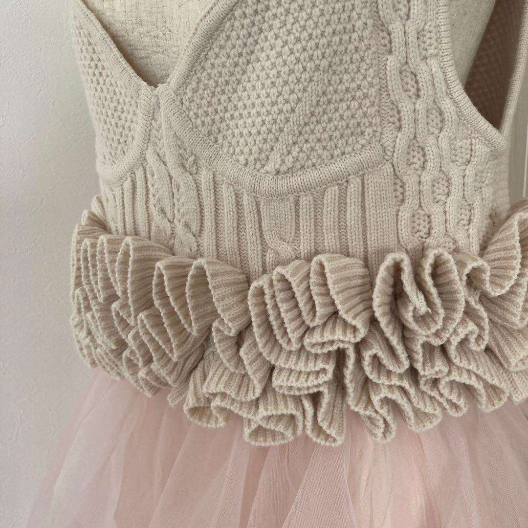 ラベルエチュード ニッティングパターンボリュームフリルボレロニット