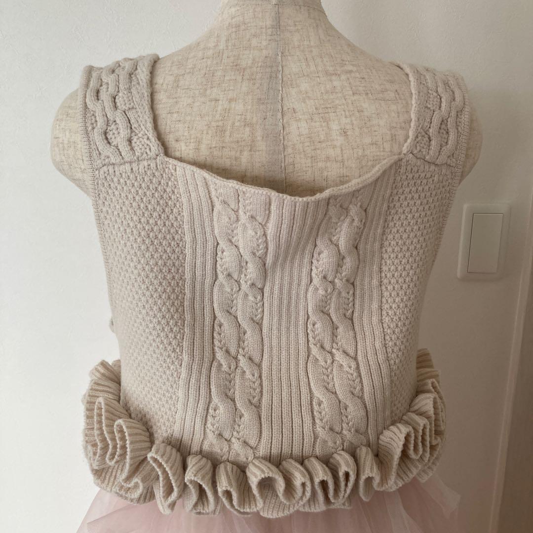 ラベルエチュード ニッティングパターンボリュームフリルボレロニット