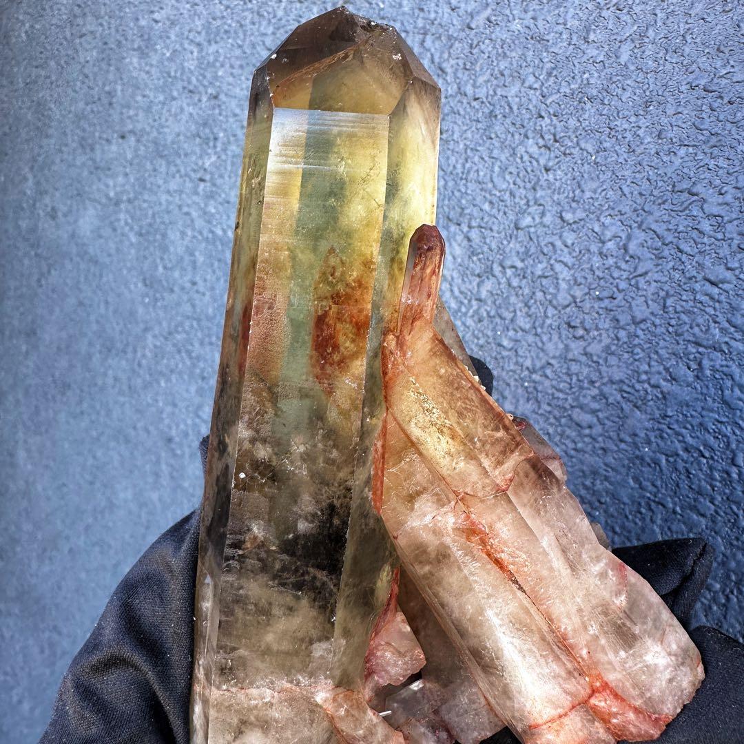 高透明度❗️浄化ファントム☆魔除スモーキーシトリン水晶 クラスター天然石A1453