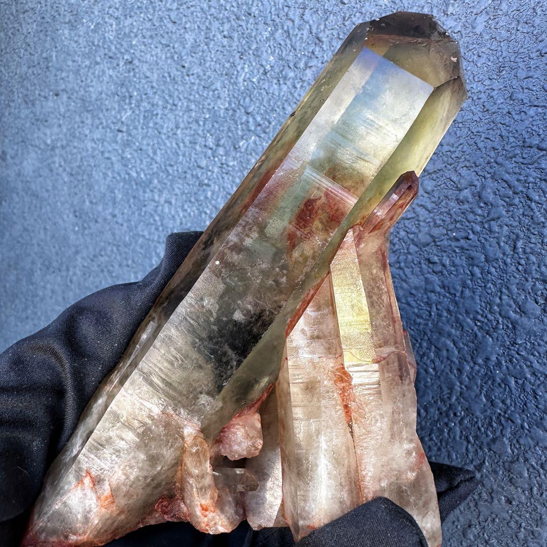 高透明度❗️浄化ファントム☆魔除スモーキーシトリン水晶 クラスター天然石A1453