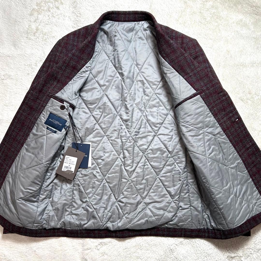 BALLANTYNE 最高峰　カシミアジャケット50 ボルドー　チェック