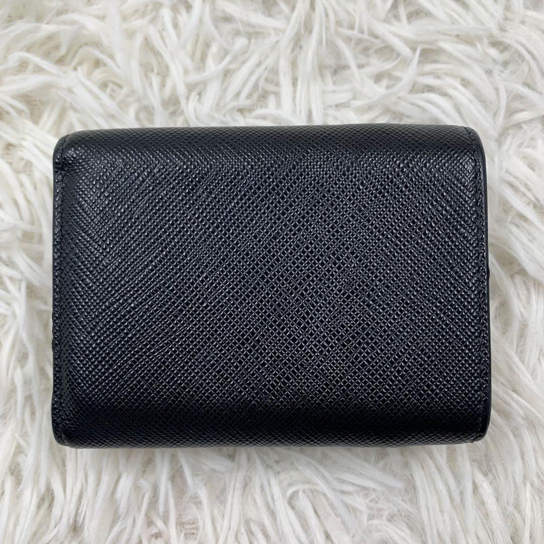 【✨美品✨】プラダ 三つ折り財布 リボン サフィアーノ ブラック