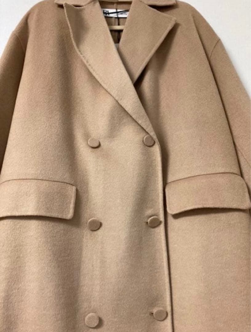 ミィ　　ZARA ベージュ ダブルブレスト ロングコート⭐︎新品