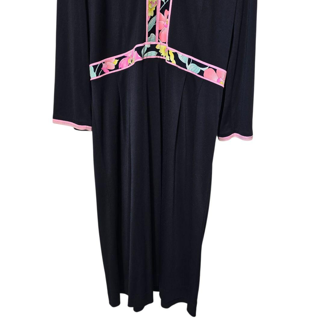 レオナール カンカン素材 フラワー ロングワンピース 42