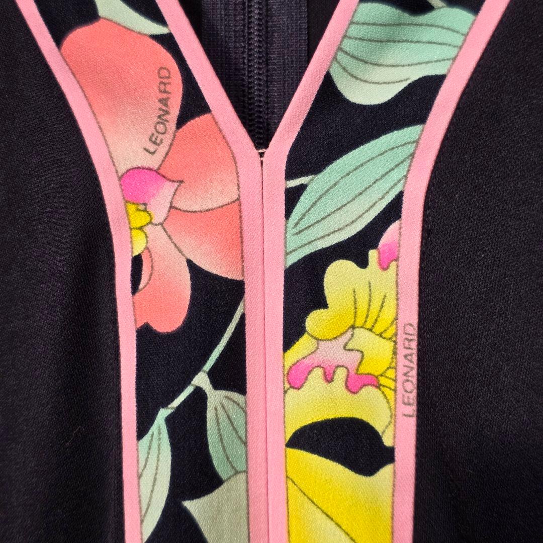 レオナール カンカン素材 フラワー ロングワンピース 42