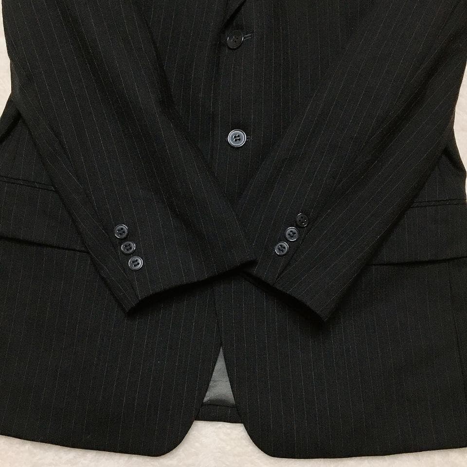 【美品】五大陸 高級ウール使用 メンズスーツ セットアップ ストライプ ビジネス