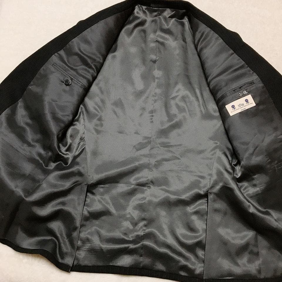 【美品】五大陸 高級ウール使用 メンズスーツ セットアップ ストライプ ビジネス