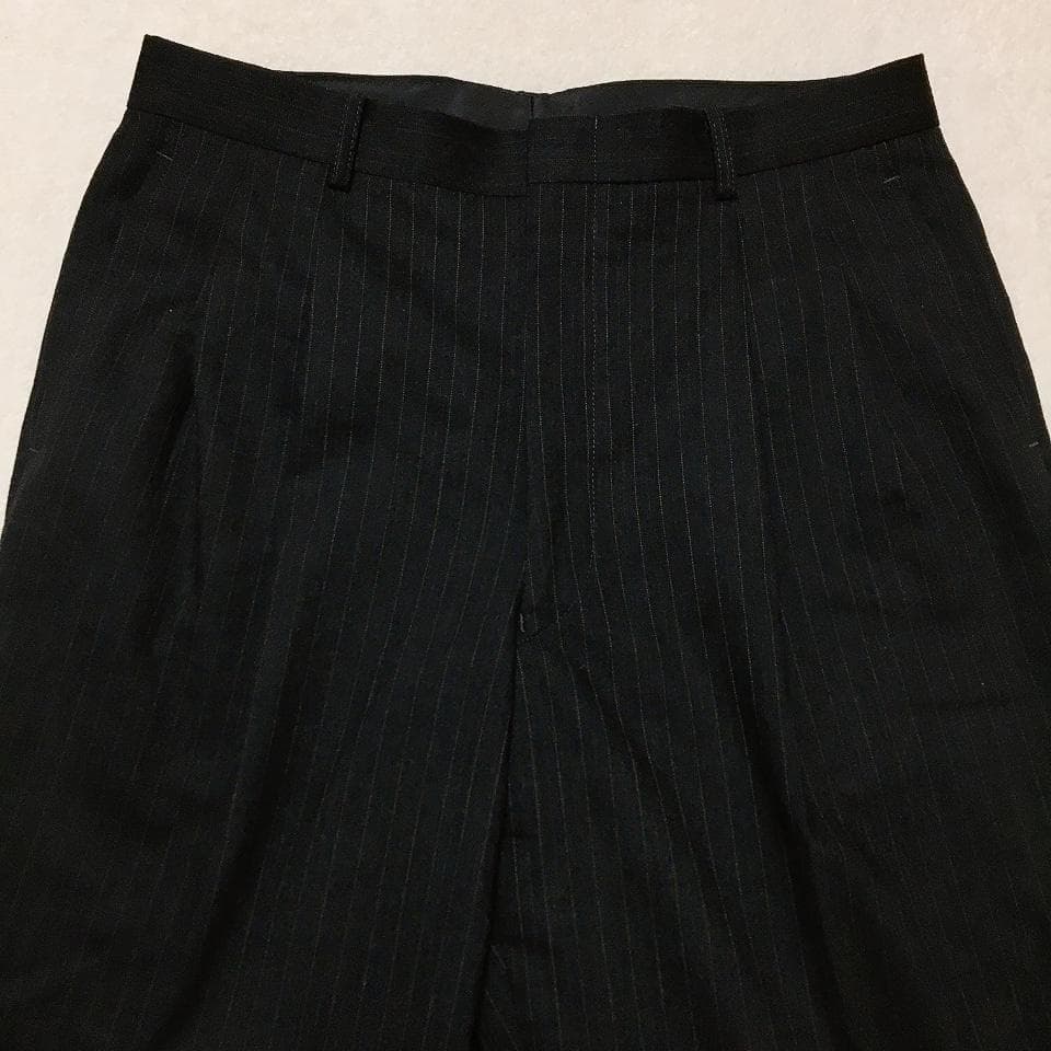 【美品】五大陸 高級ウール使用 メンズスーツ セットアップ ストライプ ビジネス