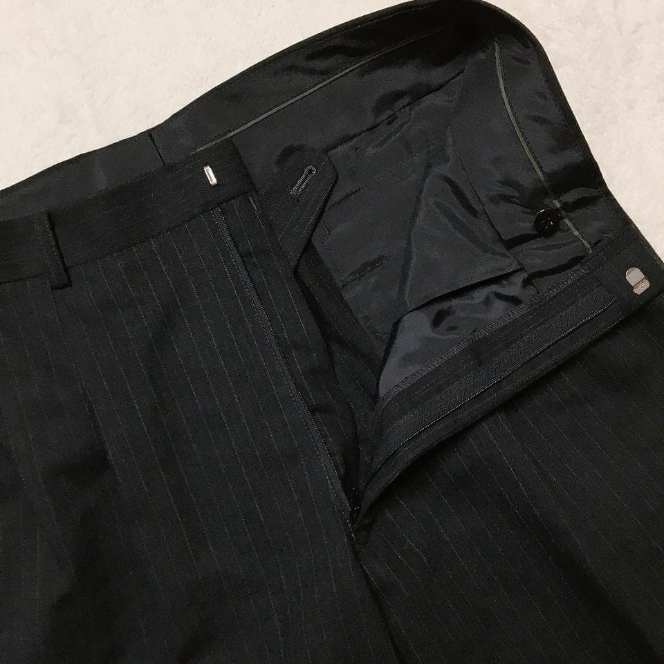 【美品】五大陸 高級ウール使用 メンズスーツ セットアップ ストライプ ビジネス